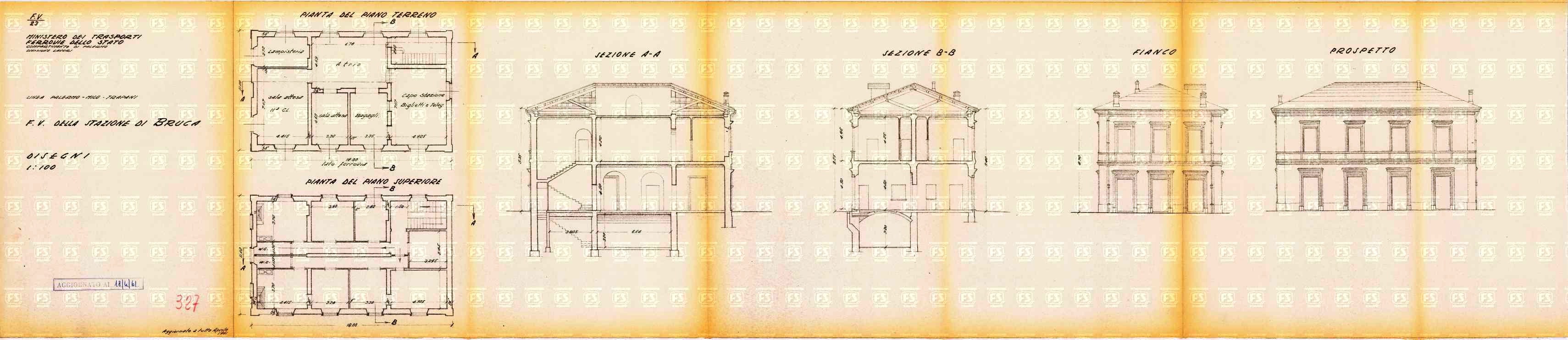 Fabbricato viaggiatori di Bruca- Roma, FONDAZIONE FS, Archivio architettura, fondo Narducci